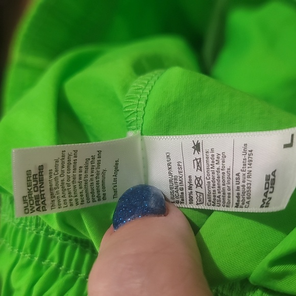 los angeles apparel neon lime green cerise nylon summer track running shorts L - Picture 5 of 8